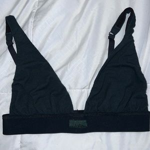 Skims Forrest Green Cotton Plunge Bralette